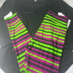 Lularoe halloween leggings Stripes Os One Size And Xs Xsmall Lynnae Black New